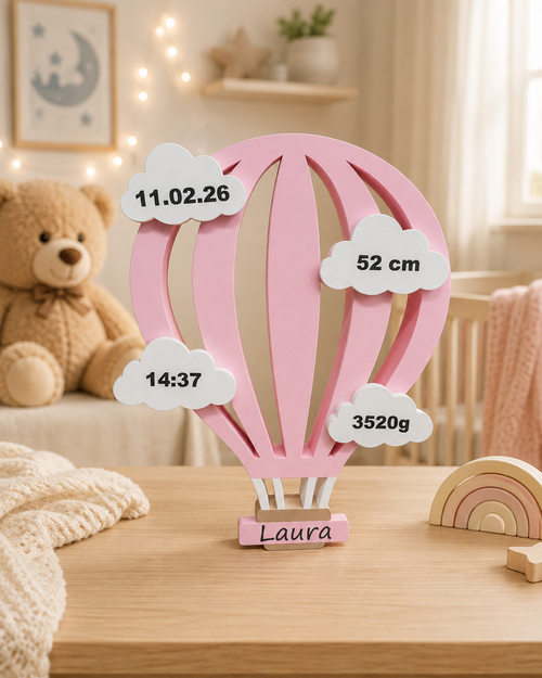 Personalisierter Heißluftballon mit Geburtsdaten