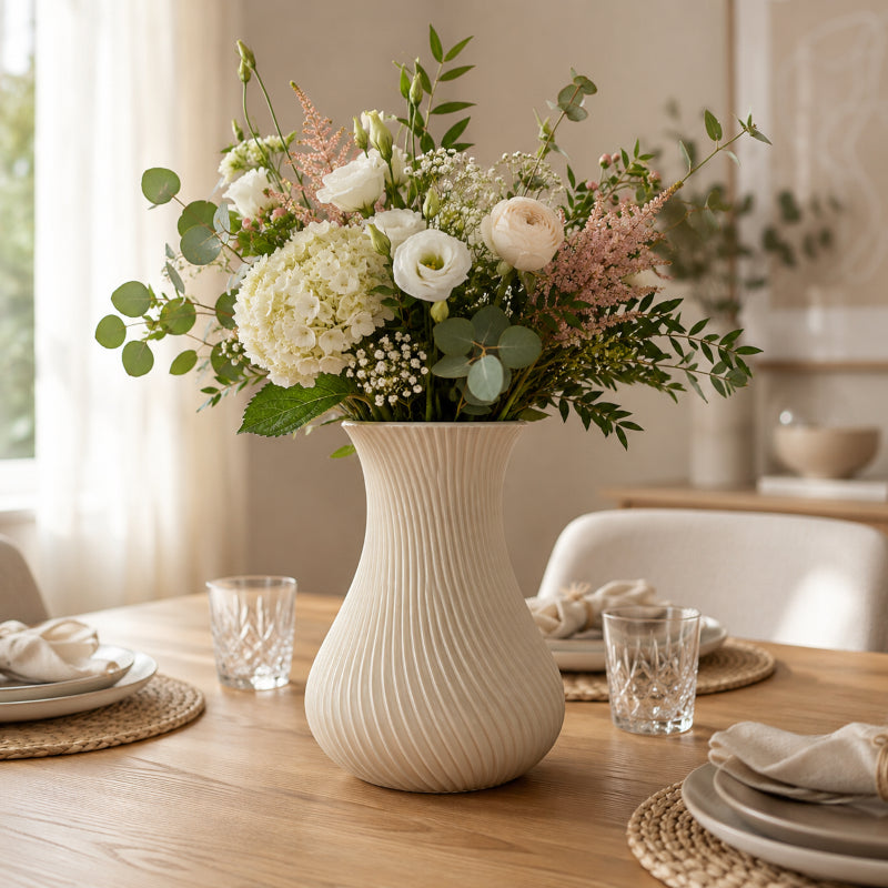 Moderne Designvase mit Spiralstruktur